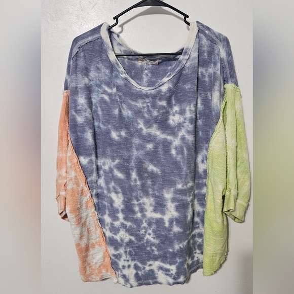 Free People We The Free Chasing The Sun Top Size Large Tie Dye Oversized Boho - Picture 8 of 10